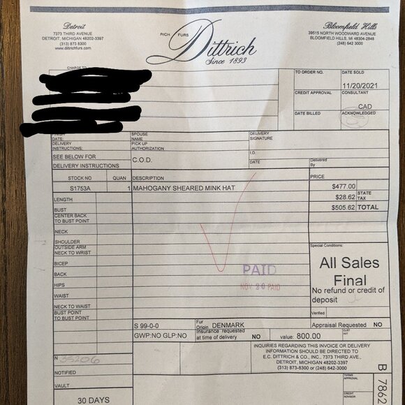 Brown sheared mink beret hat with pom pom - Picture 3 of 4